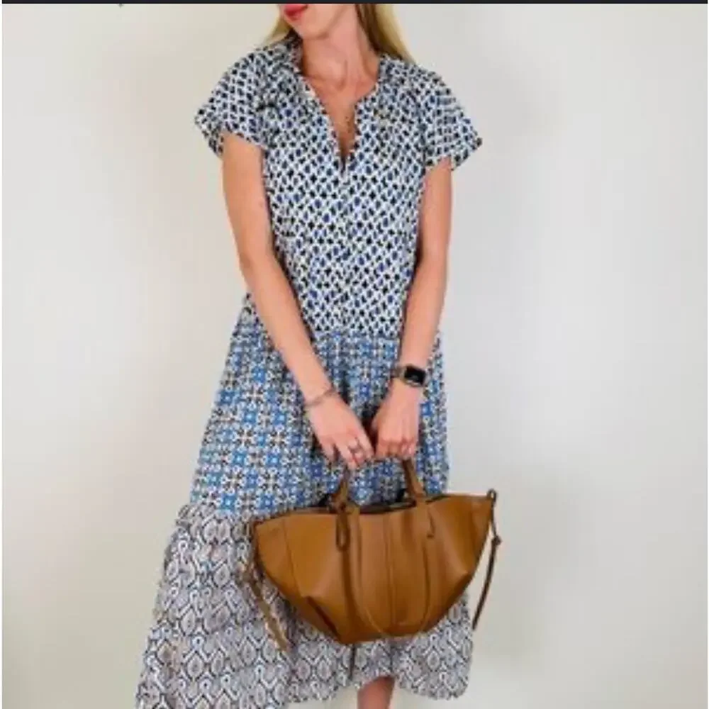 Zara Cotton Printed Tiered Sundress Size Small - Picture 1 of 8